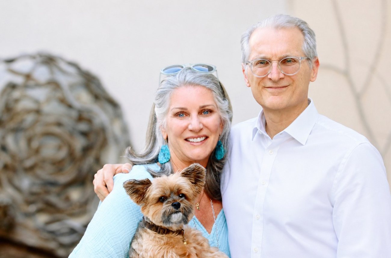 Ken Doble with his wife and their dog