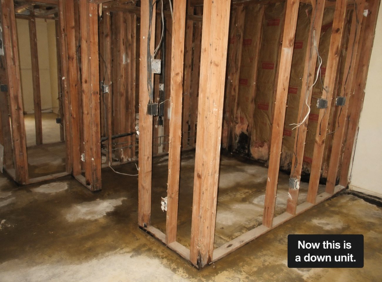 A gutted apartment unit during renovation